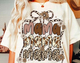 Retro Mama Coquette Flower PNG, Boho Mama png, Mother's Day Png, Mama png, Leopard Mama png, Mama Bow Png Sublimation Design, Mama Gifts
