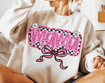 Glitter Pink Mama Coquette Bow Png, Mama Varsity Png, Mothers Day Png, Retro Mama Png Shirt, Mama Leopard png, Mom Gift Sublimation Design