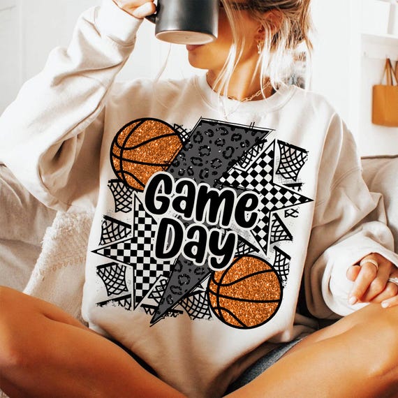 Game Day Basketball PNG, Glitter Basketball PNG, Basketball Mama, Basketball Mom Sublimation Sports Png, Faux Sequin Football Season