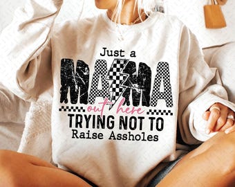 Funny Sassy Mama PNG: Checkered Design (Digital Download)
