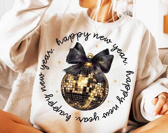 Happy New Year 2025 Png, Glitter New Years Png, Black And Gold Glitter New Year Png, Hello 2025 Png, Cheers New Years Png, Disco Ball