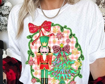 Glitter Red Nutcrackers with christmas tree png, Christmas Png, Y'all are Nuts Png,Nutcracker Png, Colorful Brushstroke, Vintage christmas