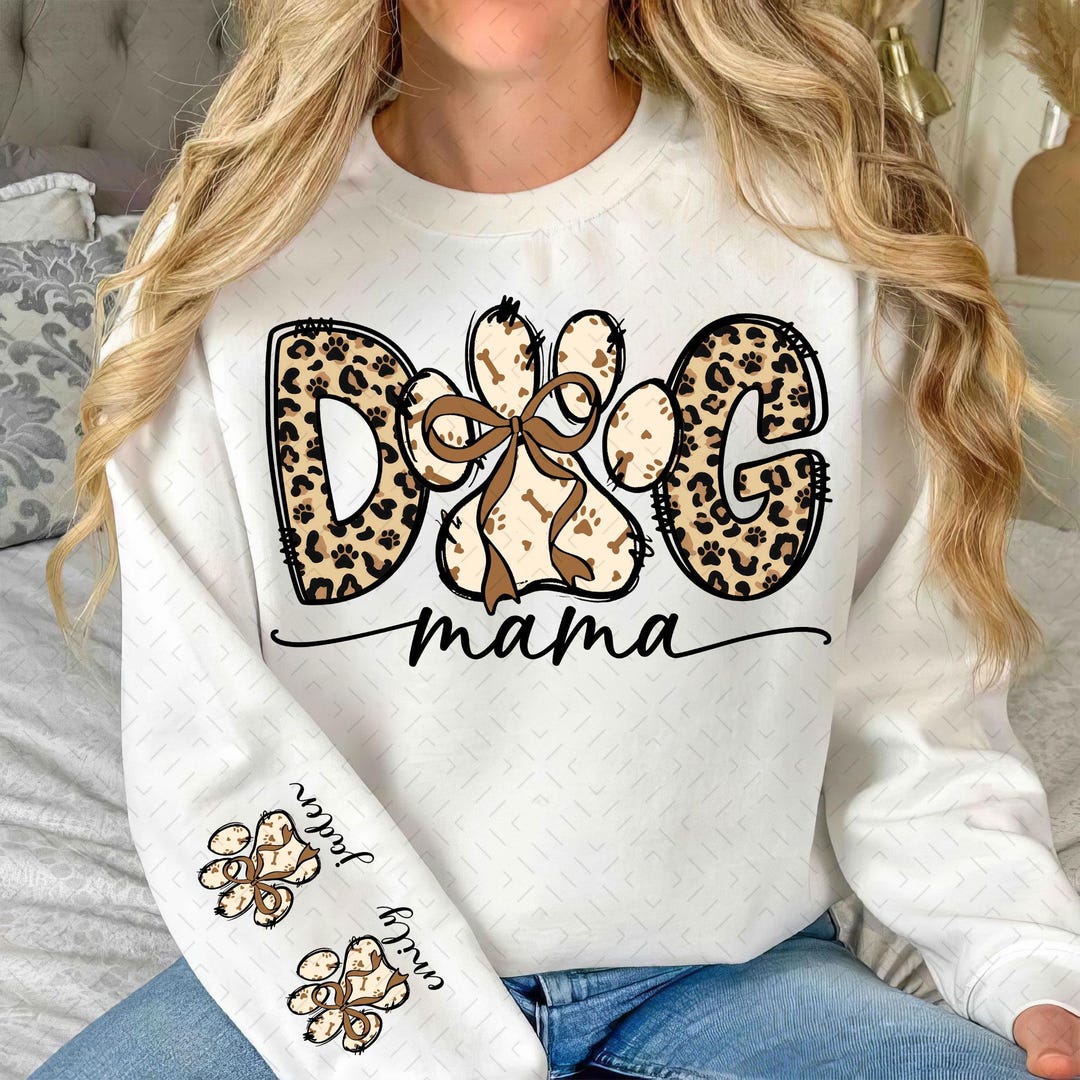 Custom Dog Mama Leopard Sleeve Design PNG, Dog Mama Png, Dog Lover Png ...