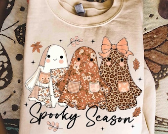 Preppy Floral Ghost Png, Floral Ghost Patchwork png, Fall Pumpkin png, Autumn png, Halloween png, Fall Sublimation, Tis the season png