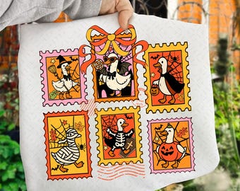 Oie d'Halloween effrayante Png, fantôme d'Halloween vintage Png, conception drôle de chemise d'Halloween, coquette citrouille d'automne Png, Girly Halloween Png