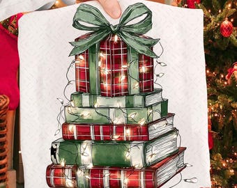 Christmas Book Tree PNG, Retro Christmas Reading Sublimation Design, Librarian Christmas Png, Christmas Season Digital Download for Teachers