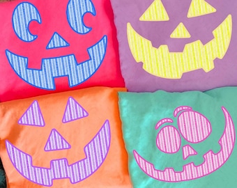 Seersucker Pumpkin Face PNG, Girly Halloween Jack O Lantern Sublimation, Bright Fall Shirt Design with Lashes, Digital Download