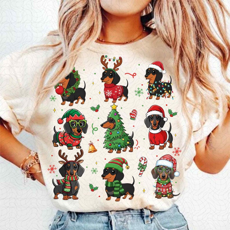 Funny Christmas Dachshund Dog PNG, Cute Holiday Puppy Clipart, Merry ...