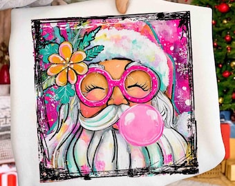 Preppy Santa Clause Png, Glitter Santa Claus Design, Coquette Christmas Png Design, Merry Christmas Png, Christmas Png Bundle, handwrite png