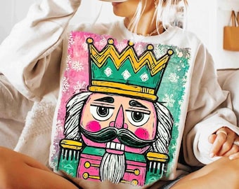 Preppy Aquarell Nussknacker Png, Glitter Weihnachtsmann Design, Kokette Weihnachten Png Design, Frohe Weihnachten Png, Weihnachten Png, digitale Datei