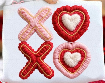 Xoxo nepgaren Valentijnsdag, haaknaald gehaakt valentijnskaart png hartontwerp