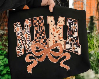 Coquette Halloween Mama Shirt Png, Spooky Mama png, Retro Halloween png, Halloween Mama png, Fall png, Mama png, Coquette Mama png