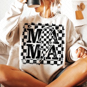 Retro Mama Checkered PNG, Retro Mama Png, Mothers Day, Mama shirt design Png, Retro Mama Checker Png, Mama lightning bolt png