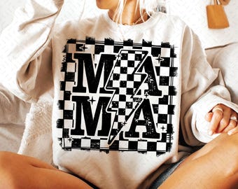 Retro Mama Checkered PNG, Retro Mama Png, Mothers Day, Mama shirt design Png, Retro Mama Checker Png, Mama lightning bolt png