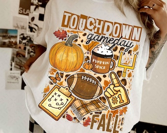 Fall Football Collage Png, Game Day Png Fall Vibes Png, Autumn Png Boho Floral Football Png Touchdown Season Png, Coquette Football Bow Png