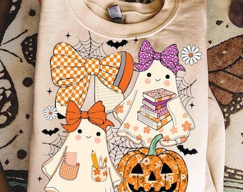 Lehrer Halloween Kokette Png, Geist Lehrer Kürbis Png, Herbst Lehrer Shirt Png, Herbst Kürbis, Retro Halloween Lehrer Bogen Bleistift Png