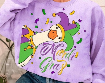 Gráfico de sublimación de estilo coqueto de ganso tonto de Mardi Gras PNG para camisetas de celebración del Martes de Carnaval y diseño de ropa de desfile
