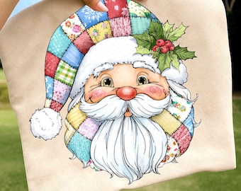 Santa Claus Png, Patchwork Santa Claus Png, Retro Christmas Png, Christmas Png Santa Claus Png, Merry Christmas Png,Christmas Png,Preppy Png