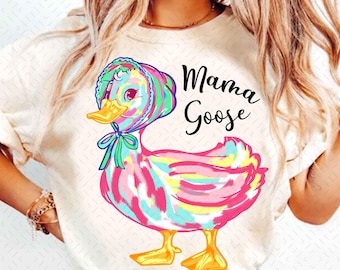 Preppy Mama Goose PNG: Floral Mother's Day Goose Lover (Digital Download)
