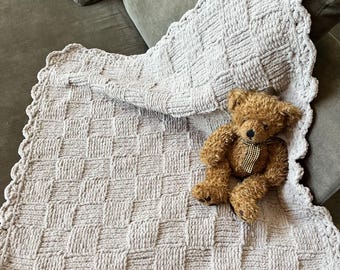 Easy Knit Pattern Baby Blanket PDF Nursery Decor Gift