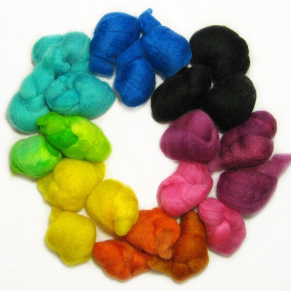 Mixed Brights BFL - DESTASH - 8 colors - feltable - 4.6 oz. (130g)