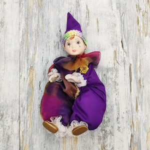 Clown Porcelain Clown Vintage Porcelain Clown Doll Soft Body Clown Doll Old Clown Doll with Porcelain Head Hand-painted Face Clown Doll