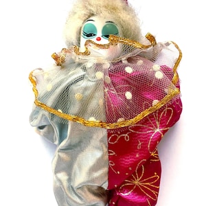 Vintage porselein, zeldzame porseleinen clown, antieke harlekijn, porseleinen gezicht, kleine clown, porseleinen pop