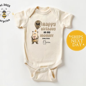 Custom 1st Birthday as My Mommy Onesie® – Personalized Baby Bodysuit with Bear – First Mother’s Day Gift from Baby