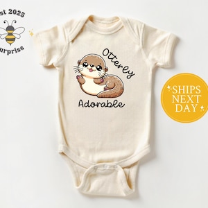 Otterly Adorable Baby Bodysuit - Cute Otter Illustration Natural Onesie® - Gender Neutral Baby Shower Gift