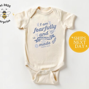 Fearfully and Wonderfully Made Onesie® – Christian Baby Bodysuit – Psalm 139:14 Scripture Gift – Natural Newborn Outfit