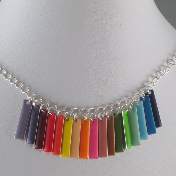 Enamel Rainbow Waterfall Bib Necklace