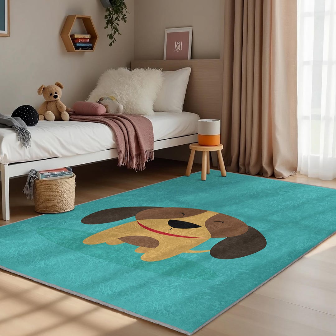 Cute Puppy Print Nursery Carpet-dog Design Rectangular Kids Room Rug ...