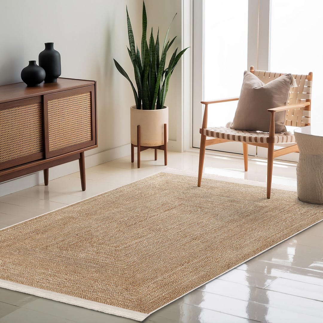 Earthy Colored Area Rug Natural Fiber Texture Area Rug - Earthy Neutral Toned Mat - Beige ...