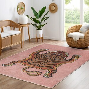Custom Size Playful Jungle Mat - Striped Fur Carpet - Animal Art 6x9 Rug Area Rug
