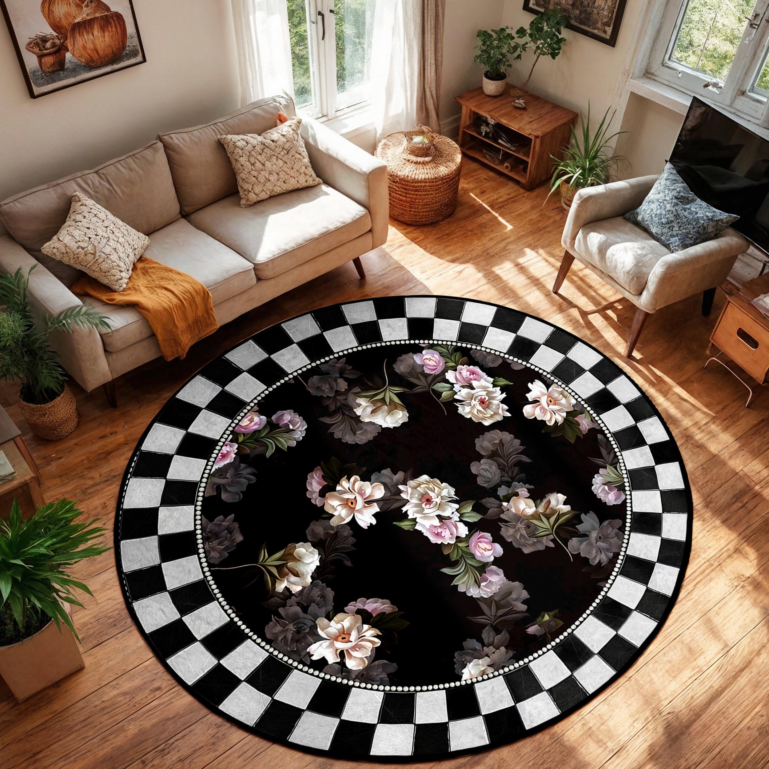 ラグ・カーペット Kyne Stamp Circle Rug by ROOM Black Kyne Stamp