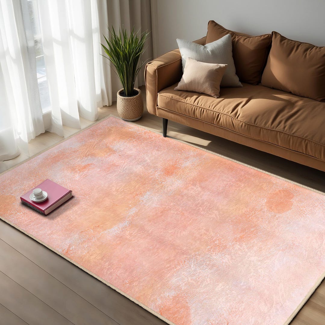 Peach Blush Abstract Area Rug-vintage Pastel Hues Mat-dusty Rose Accent ...