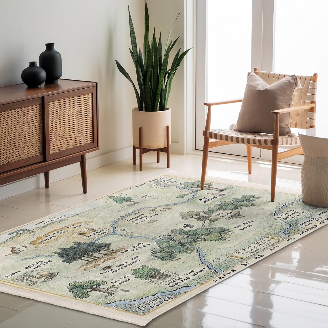 Whimsical Pooh Map-winnie Room Rug-vintage Fantasy Land Design Accent ...