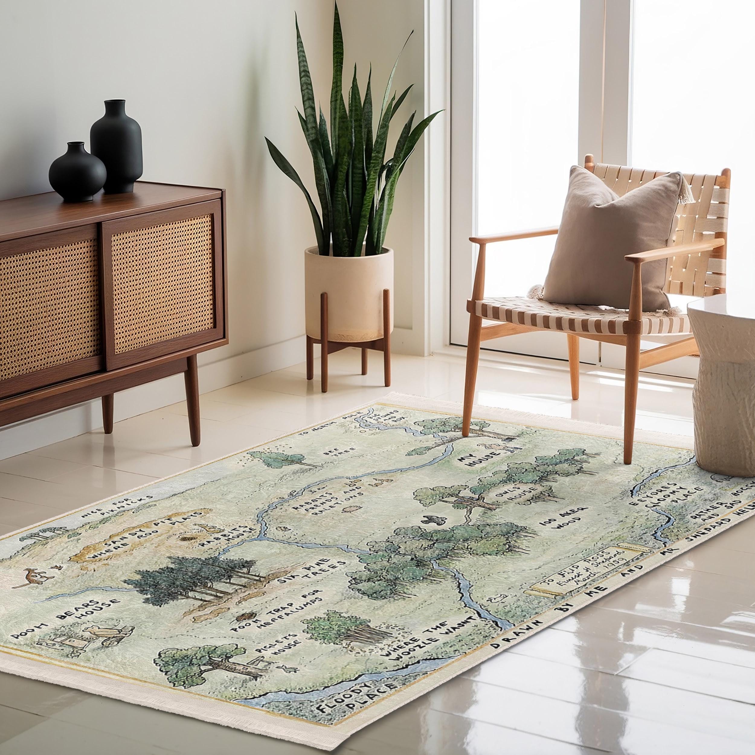 Whimsy Rugs Whimsical Pooh Map-winnie Room Rug-vintage Fantasy Land Design Accent ...