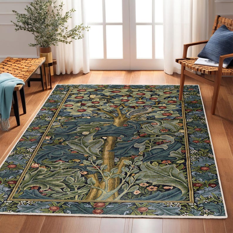 Forest Tree Art Area Rug-william Morris Tree of Life Rug-nature ...