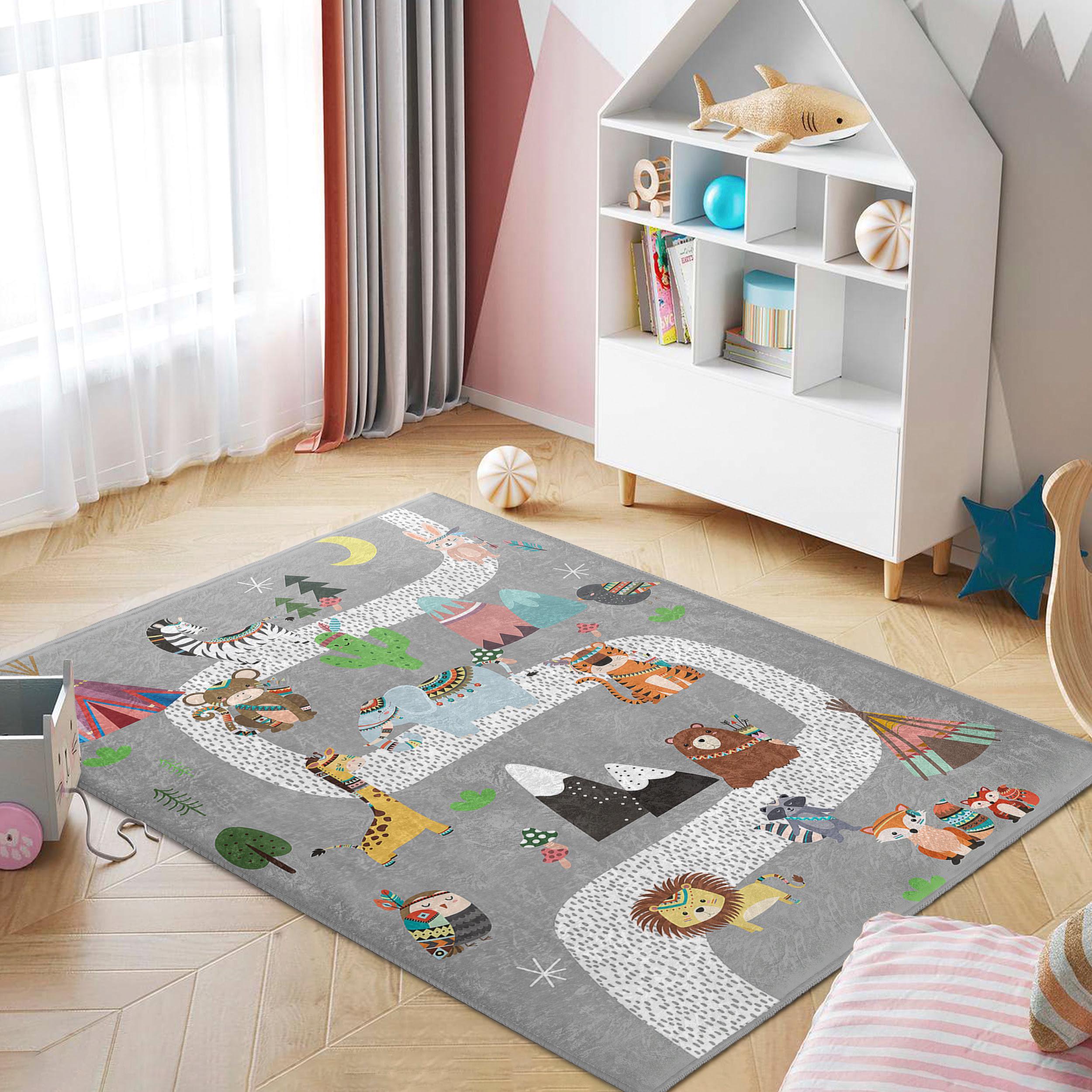 Forest Pathway Rug Jungle Safari Adventure Kids Room Rug-animal Pathway Playmat Nursery ...