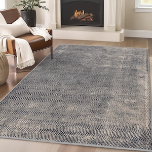 Herringbone Gray Area Rug-Sleek Chevron Pattern Mat-Modern Living Carpet-Elegant Accent Rug-Washable Stylish Mar-Contemporary Room Runner