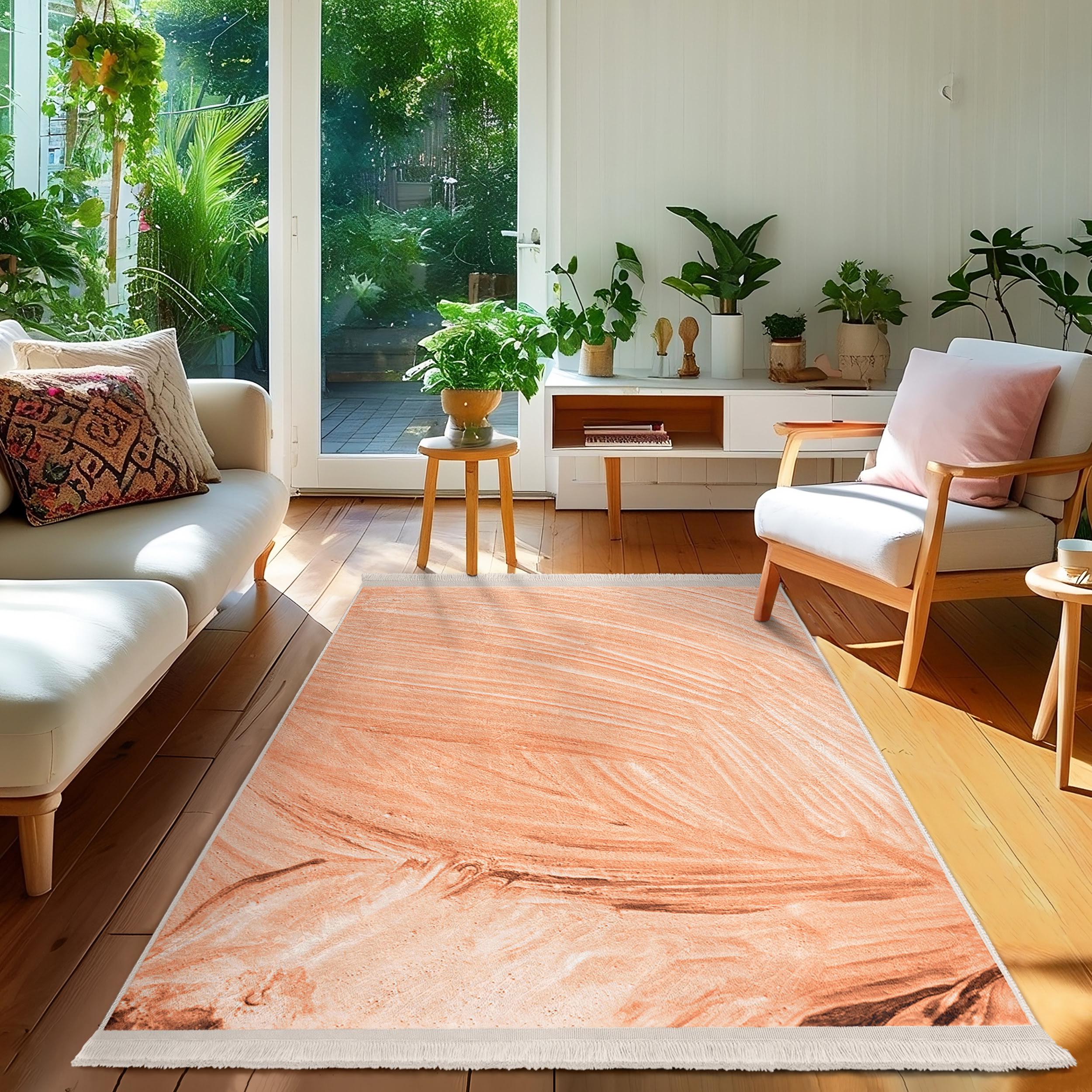 Spectrum Terracotta Rug Terracotta Wave Accent Rug-rustic Swirl Indoor Mat-earthy Tone Rug ...
