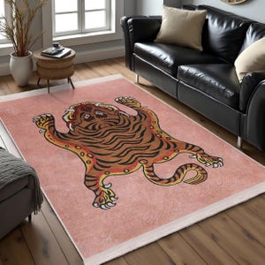 AntiSlip Tiger Runne Modern Animal Art Ru Orange Washable Carp