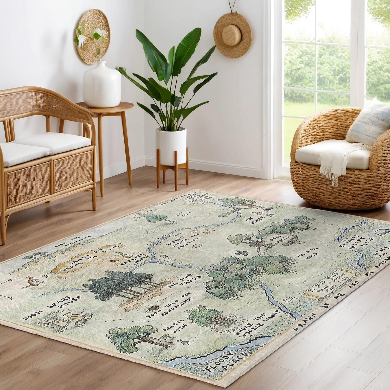 Whimsical Pooh Map-winnie Room Rug-vintage Fantasy Land Design Accent ...