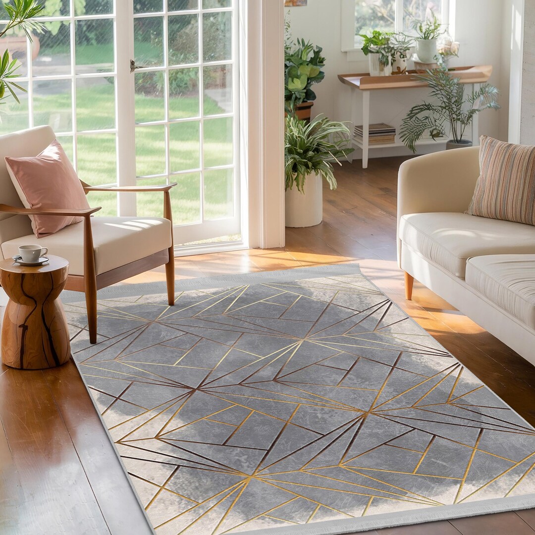 Grey And Gold Area Rug