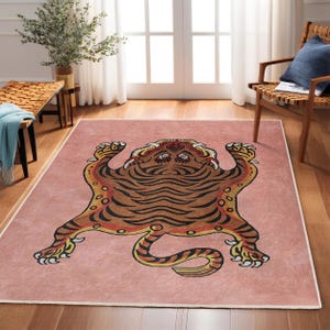 AntiSlip Tiger Runne - Abstract Pink Carpet  -Striped Non Slip Rug Carpet
