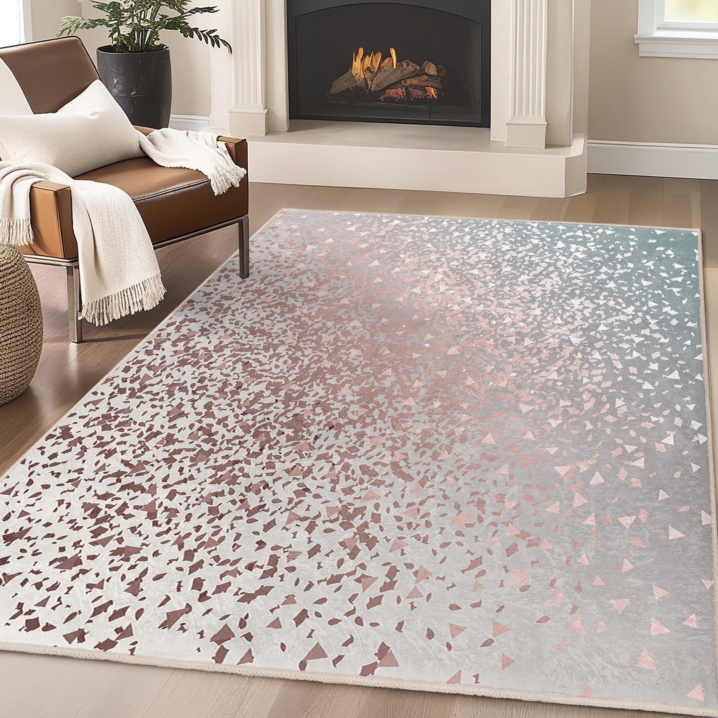Fade Rug Terrazzo Fade Design Area Rug-triangle Speckled Mat-metallic Accent ...