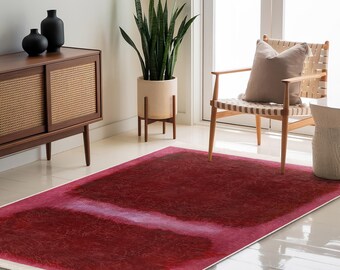 Rich Burgundy Gradient Area Rug-maroon Abstract Forms Accent