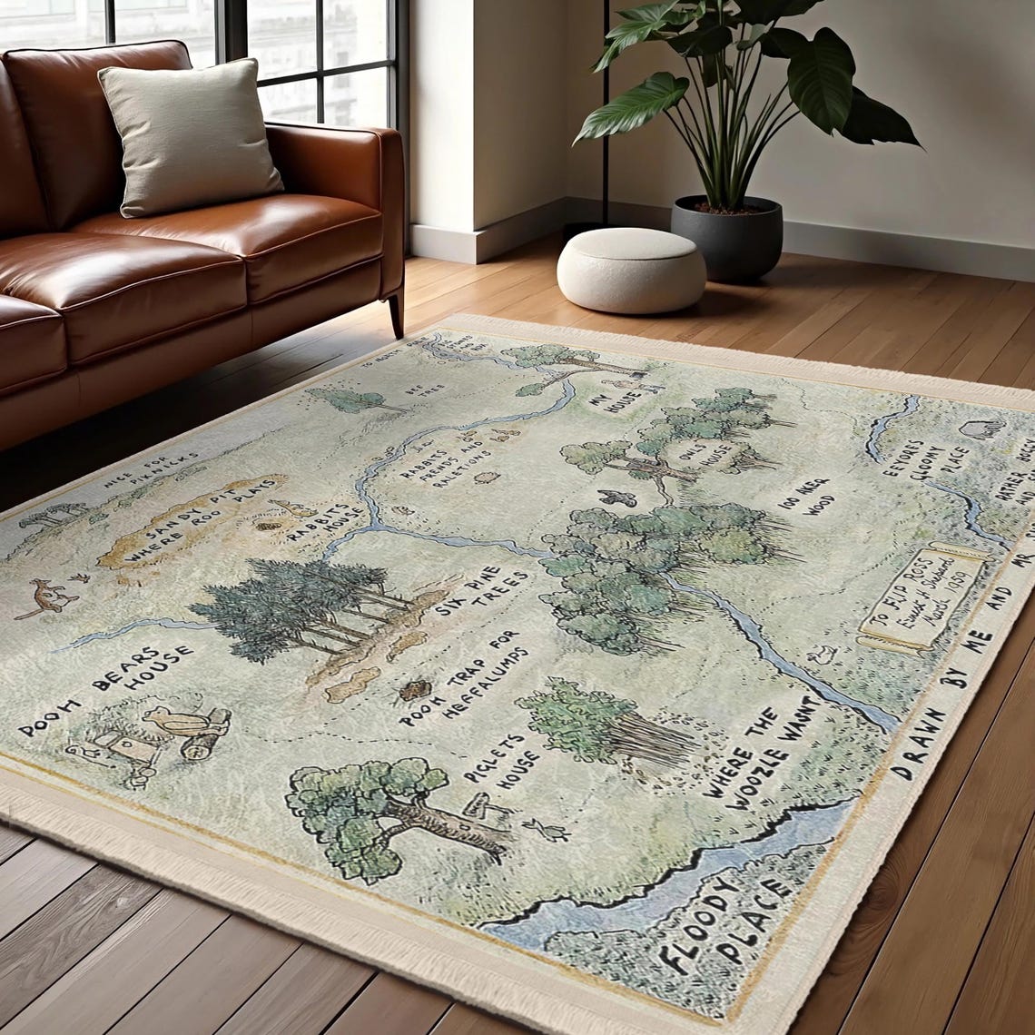 Whimsical Pooh Map-winnie Room Rug-vintage Fantasy Land Design Accent ...