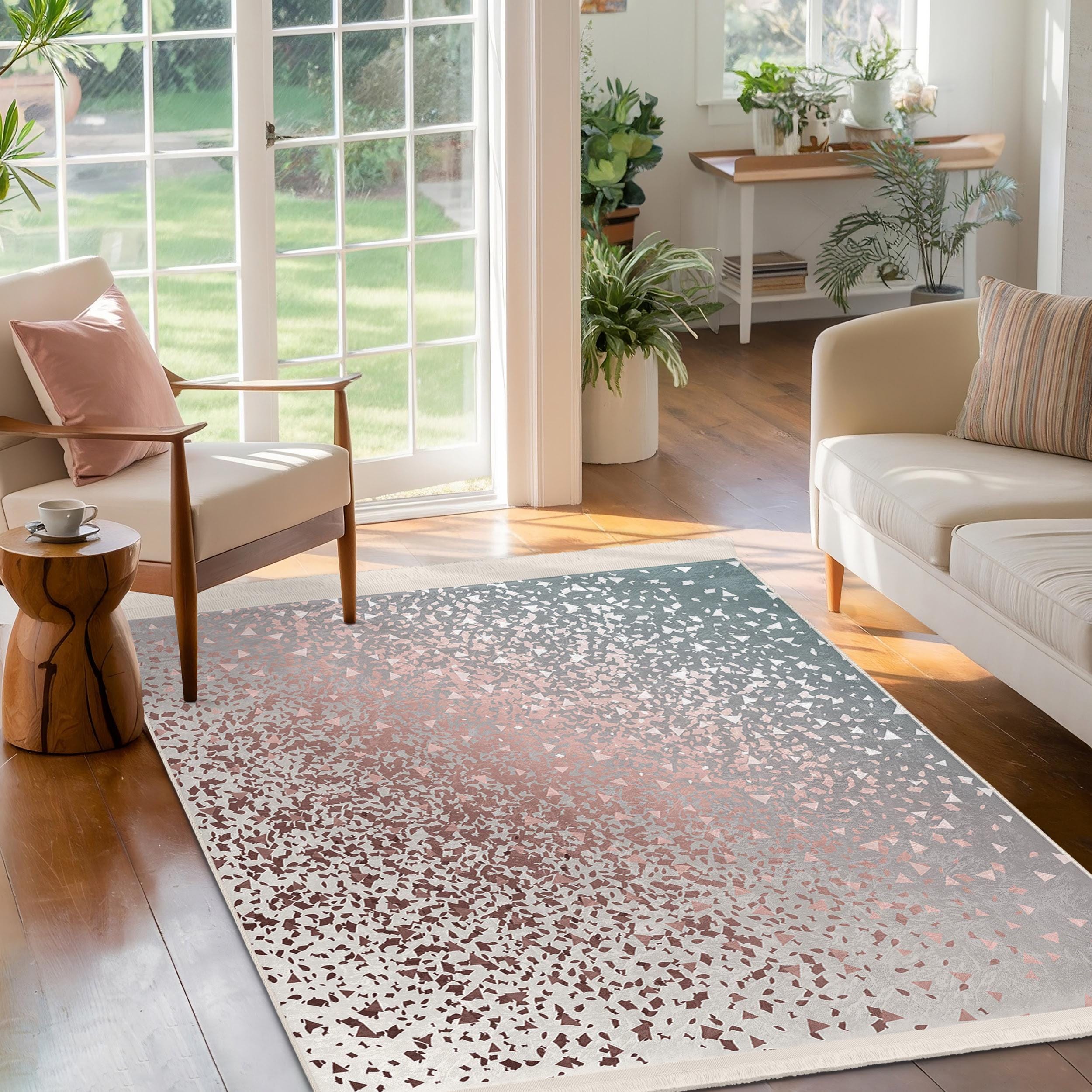 Fade Rug Terrazzo Fade Design Area Rug-triangle Speckled Mat-metallic Accent ...